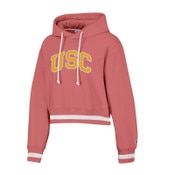 USC Trojans Women's Champion Pink Vintage Wash Reverse Weave Cropped Hoodie
